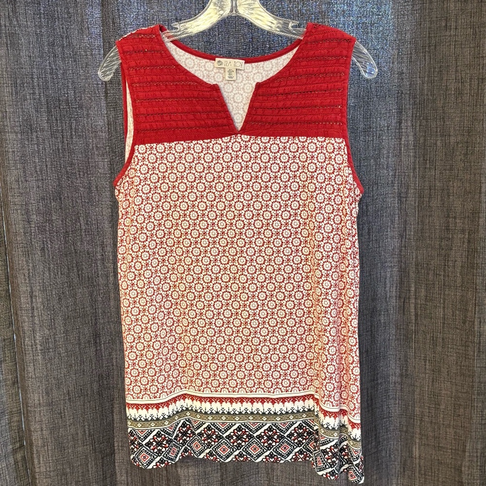 Lila Rose Women's SZ Large Sleeveless Top Cherry Red Tank Top Shirt